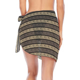 brown beige greek key print 7A Beach Sarong Wrap - Objet D'Art