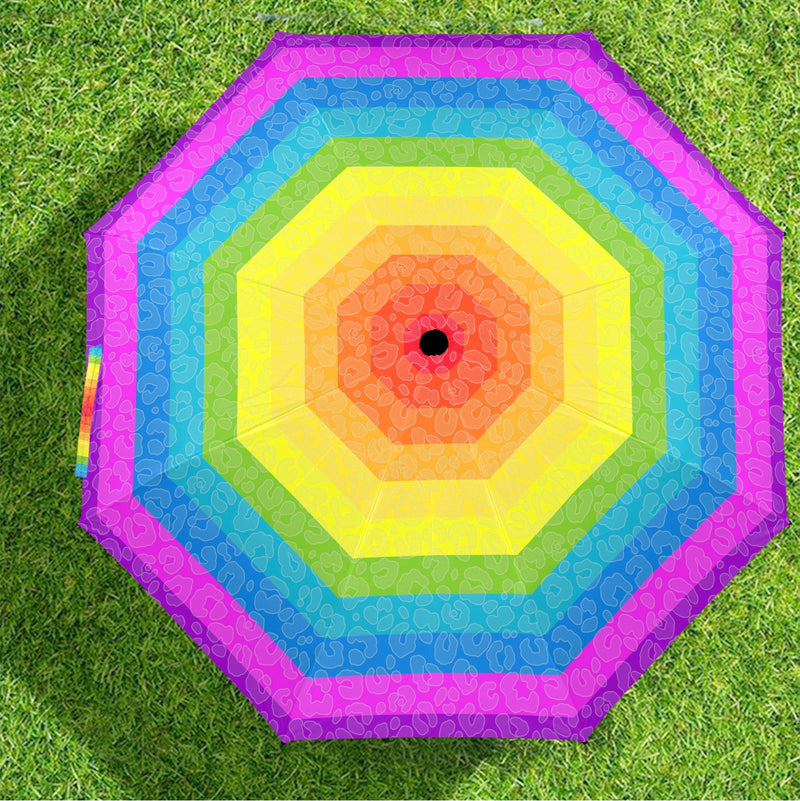 leopard print spectrum umbrella print Semi-Automatic Foldable Umbrella (Model U12) - Objet D'Art