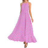 Candy Corner Ruffle Hem Halter Neck Maxi Dress - Objet D'Art