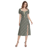 The Answer Puff Sleeve Split Thigh Midi Dress - Objet D'Art