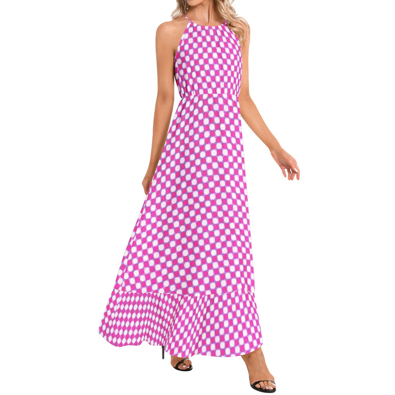 Candy Corner Ruffle Hem Halter Neck Maxi Dress - Objet D'Art