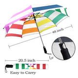 Colorful World Striped Semi-Automatic Foldable Umbrella - Objet D'Art