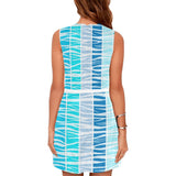 blue wave tiger stripes dress print Eos Women's Sleeveless Dress (Model D01) - Objet D'Art
