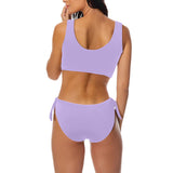 lavender solid light Bow Tie Front Bikini Swimsuit (Model S38) - Objet D'Art