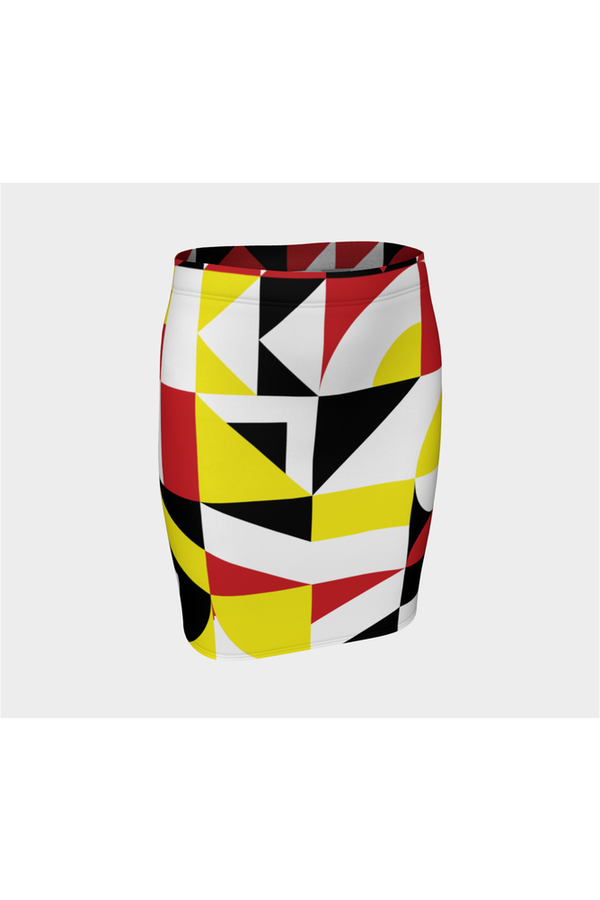 Color Collage Fitted Skirt - Objet D'Art
