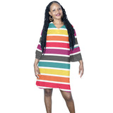 double print color pallette Half Sleeves V-Neck Mini Dress (Model D63) - Objet D'Art