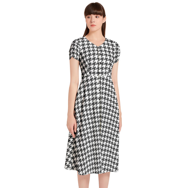 Puff Sleeve Button Through Dress - Objet D'Art
