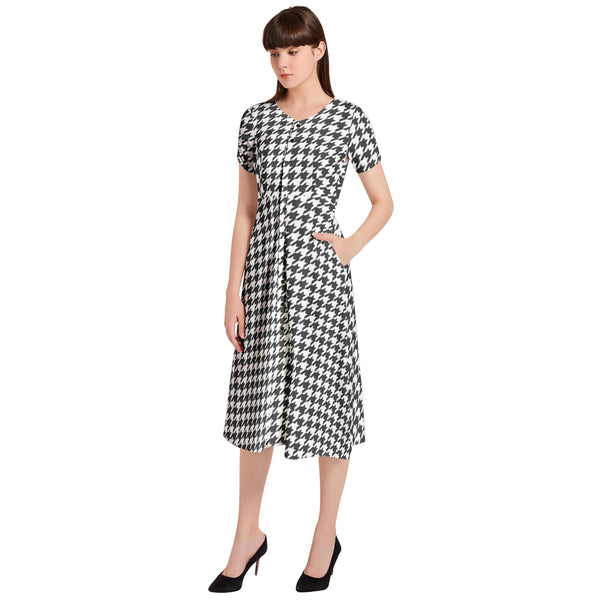 Puff Sleeve Button Through Dress - Objet D'Art