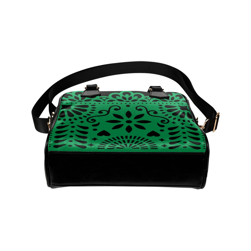 Green Papel Picado Shoulder Handbag (Model 1634) - Objet D'Art