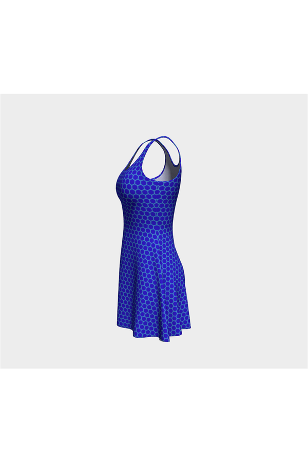 Honeycomb Blue Flare Dress - Objet D'Art