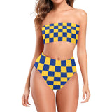 barbados checkered Chest Wrap Bikini Swimsuit (Model S36) - Objet D'Art