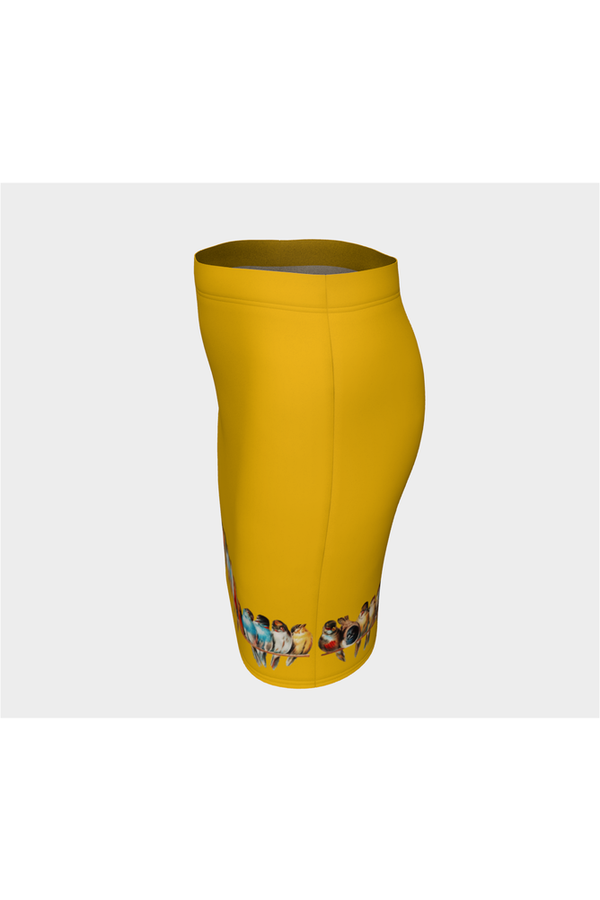 Golden Perch of Birds Fitted Skirt - Objet D'Art