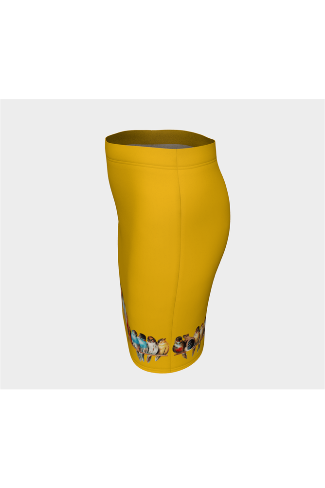 Golden Perch of Birds Fitted Skirt - Objet D'Art