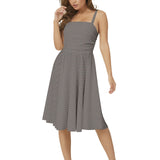 Sleeveless Square Neck Flare Hem Midi Dress - Objet D'Art