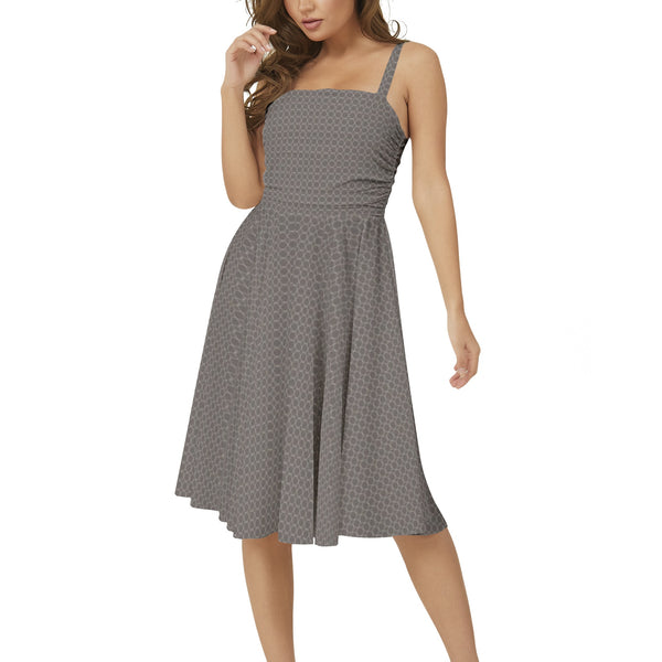 Sleeveless Square Neck Flare Hem Midi Dress - Objet D'Art