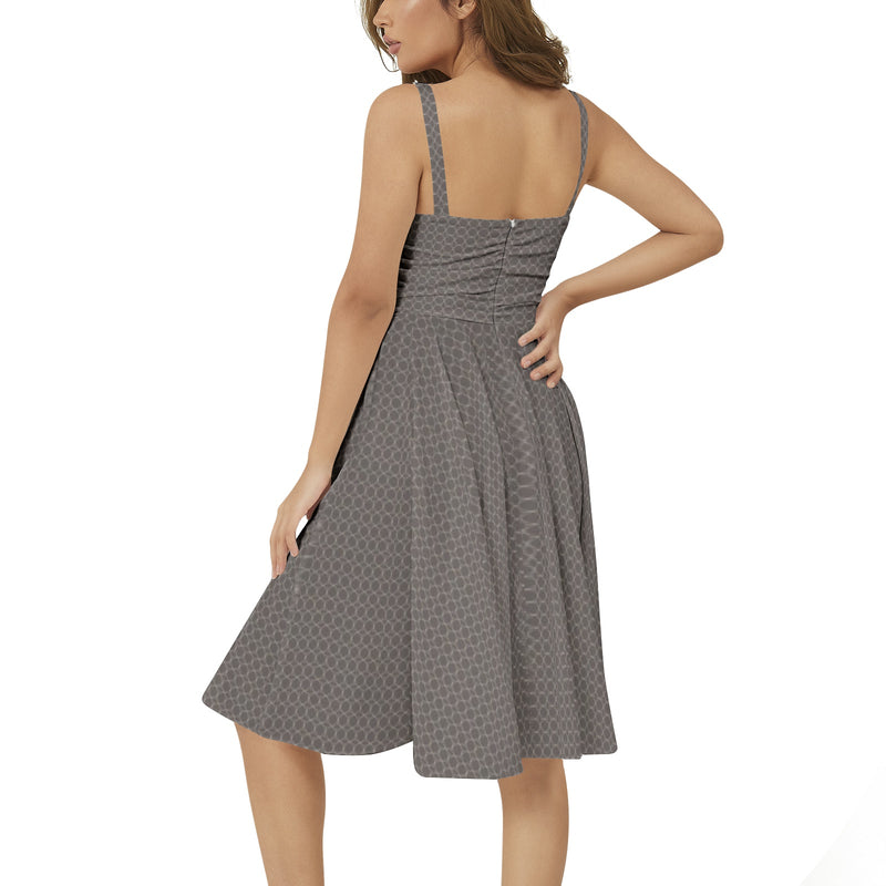 Sleeveless Square Neck Flare Hem Midi Dress - Objet D'Art