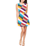 color lattice print Thea Sleeveless Skater Dress(Model D19) - Objet D'Art