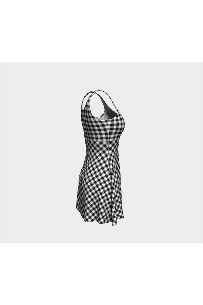 Black and White Gingham Flare Dress - Objet D'Art