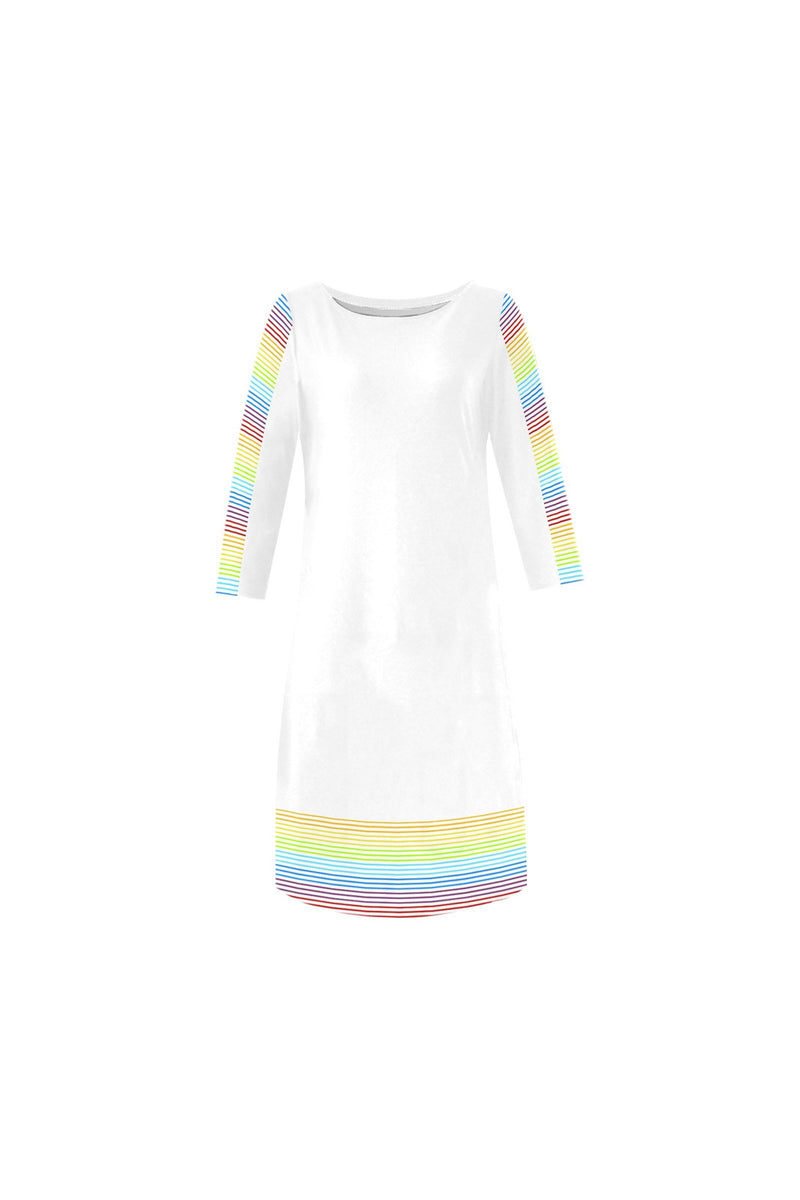 Pride Micro Stripe Accented Rhea Loose Round Neck Dress - Objet D'Art