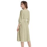 Micro Diamond Matrix Boat Neck Belted Flared Dress - Objet D'Art