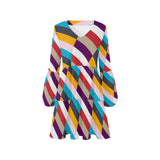 color lattice print V-Neck Loose Fit Dress (Model D62) - Objet D'Art