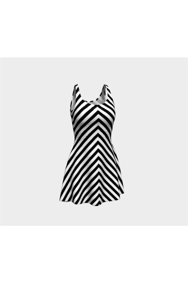 Chevron Stripes Flare Dress - Objet D'Art Online Retail Store