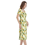 Puff Sleeve Split Thigh Midi Dress - Objet D'Art