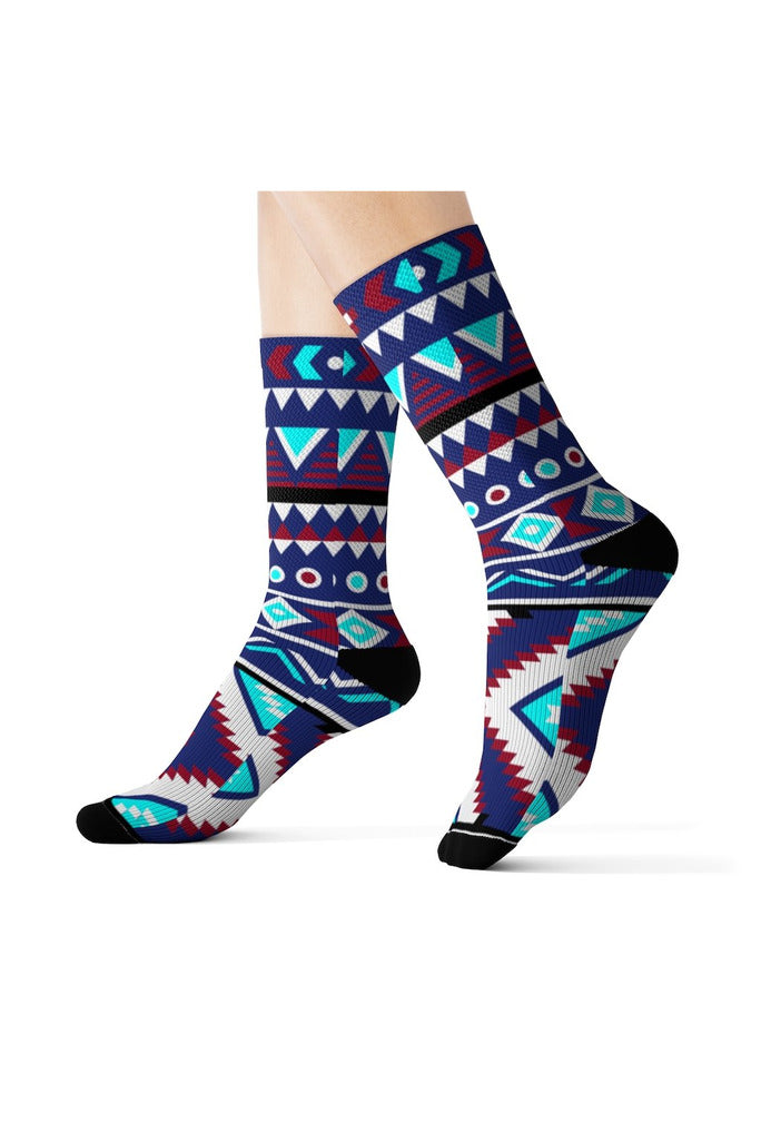 Aqua Aztec Sublimation Socks - Objet D'Art