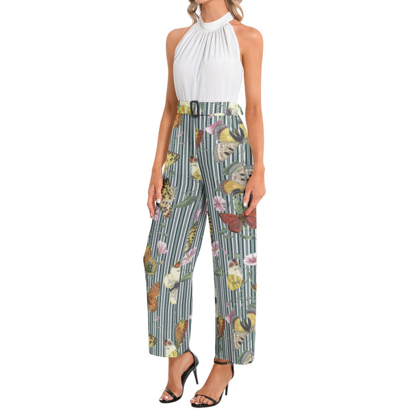 Halter Neck Buckle Belted Jumpsuit - Objet D'Art