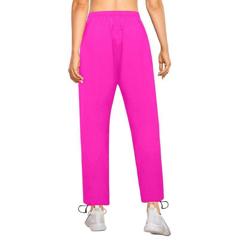 fuchsia print solid Women's Quick Dry Cargo Sweatpants (Model L65) - Objet D'Art