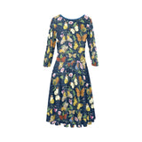butterfly greek key print 2 Tethys Half-Sleeve Skater Dress(Model D20) - Objet D'Art