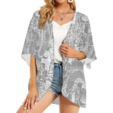 gray pisces print Women's Kimono Chiffon Cover Up (Model H51) - Objet D'Art