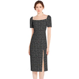 Strike While the Iron Is Hot Split Thigh Midi Bodycon Dress - Objet D'Art