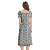 Knowledge Adinkra Puff Sleeve Split Thigh Midi Dress - Objet D'Art