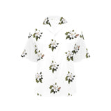 magnolia print on white All Over Print Hawaiian Shirt for Women (Model T58) - Objet D'Art