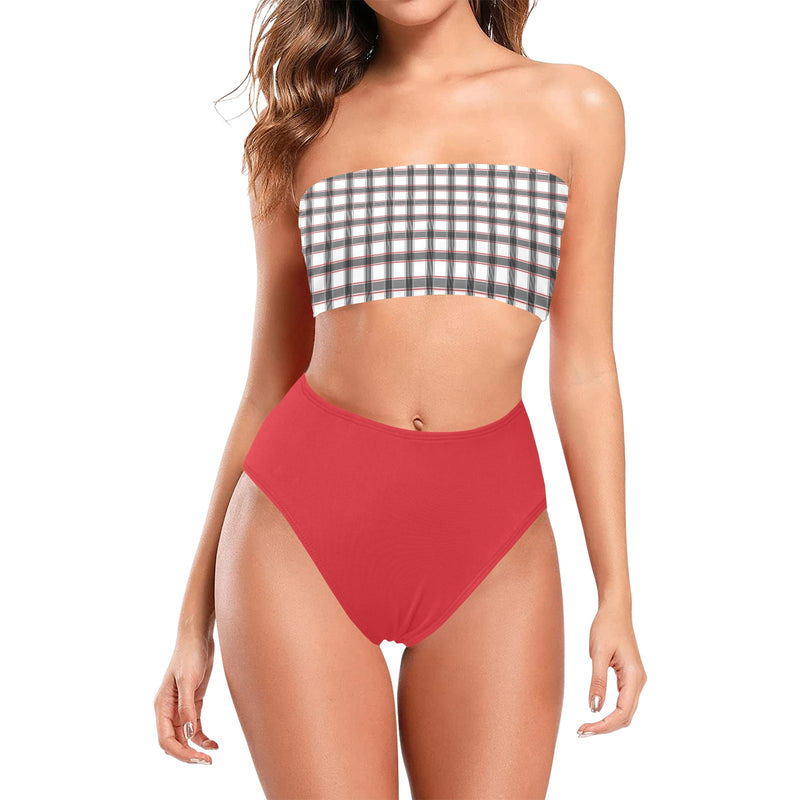 crimson solid print 2 Chest Wrap Bikini Swimsuit (Model S36) - Objet D'Art