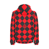 red black diamond print 2 Men's Padded Hooded Jacket (Model H42) - Objet D'Art