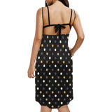 earthtone polka dot print 4A Spaghetti Strap Backless Beach Cover Up Dress (Model D65) - Objet D'Art