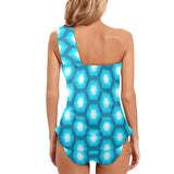 hexa sexy print 2 Women's One Shoulder Backless Swimsuit (Model S44) - Objet D'Art