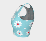 Two Tone Daisy Print Athletic Crop Top - Objet D'Art