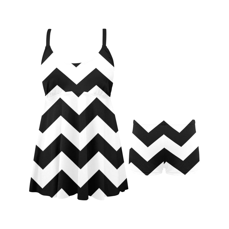 bw herringbone earrings Chest Pleat Swim Dress (Model S31) - Objet D'Art