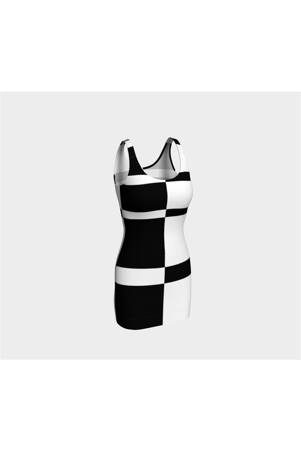 Asymmetrical Black & White Bodycon Dress - Objet D'Art