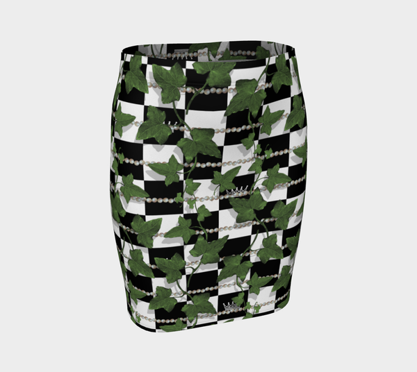 Ivy Pearls and Chess Queen Fitted Skirt - Objet D'Art