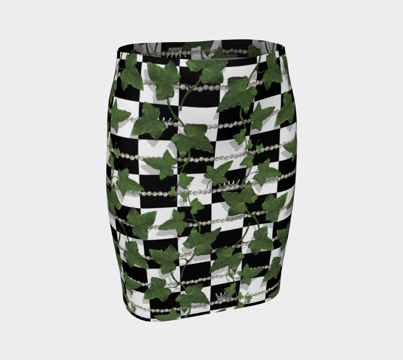 Ivy Pearls and Chess Queen Fitted Skirt - Objet D'Art