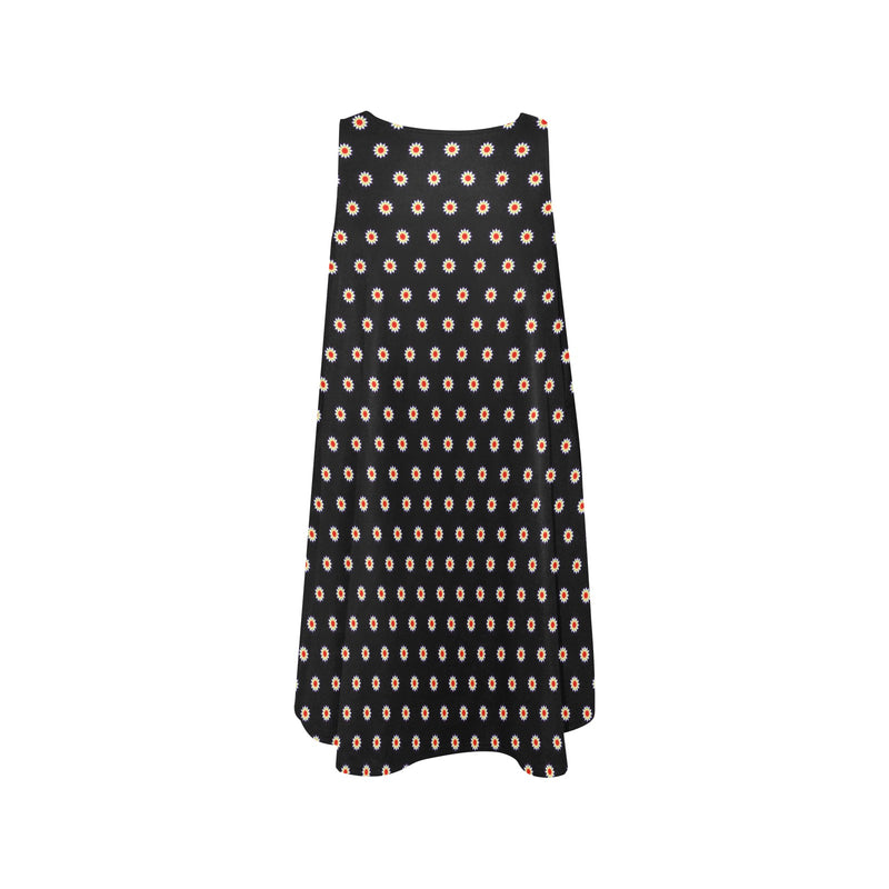 sun polka dot print red center print Sleeveless A-Line Pocket Dress (Model D57) - Objet D'Art