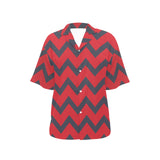 waves10 print All Over Print Hawaiian Shirt for Women (Model T58) - Objet D'Art