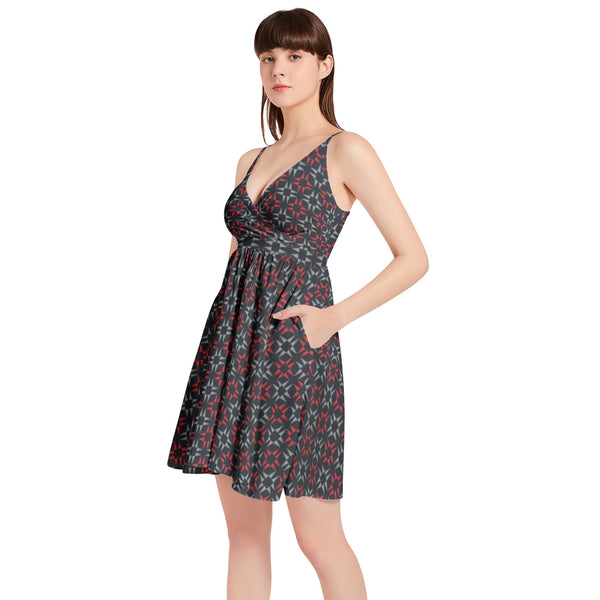 Spaghetti Strap Sleeveless Falred Hem Short Dress - Objet D'Art