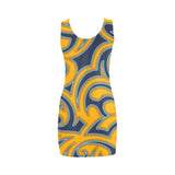 scroll turmeric blue stroke print Medea Vest Dress (Model D06) - Objet D'Art