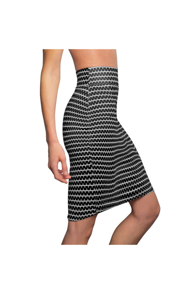 Black and White Striped Women's Pencil Skirt - Objet D'Art
