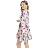Rosy Royalty Long Sleeve Tiered Ruffle Hem Elastic Waist Mini Dress - Objet D'Art
